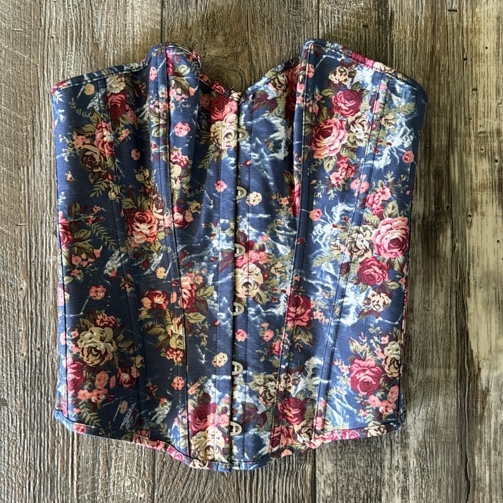 🌟Alivila Fashion 🌟Corset Floral 🌟Embroidered Rose LaceUp Corset G String, Large